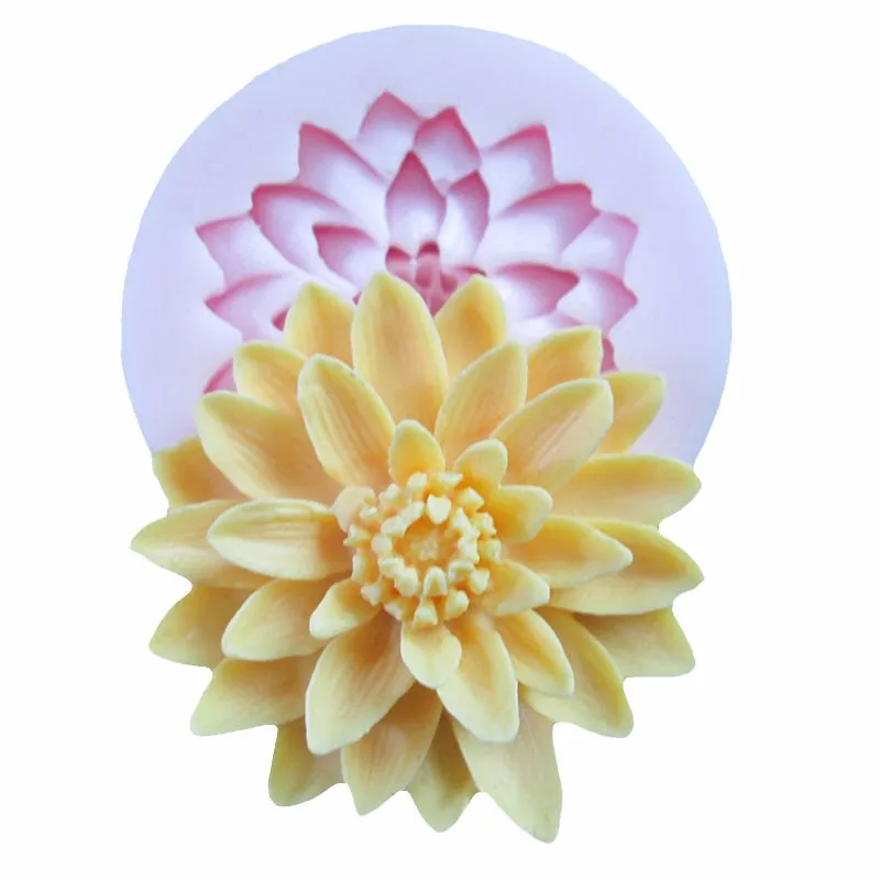 3D Beautiful Lotus Chrysanthemum Flower Silicone Soap Moulds For Fondant Cake Decorating Tools DIY Baking Chocolate Soap Mold