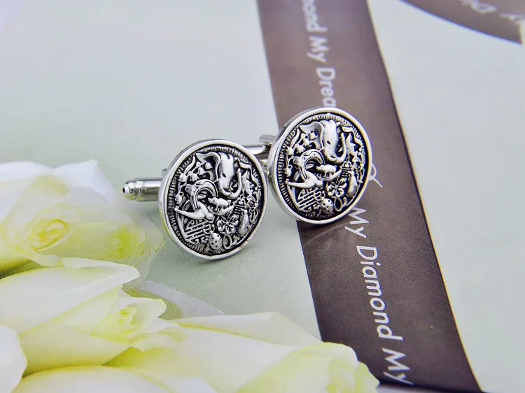 SPARTA White Gold Electroplated Totem make old technology cufflinks men's Cuff Links + Free Shipping !!! metal buttons