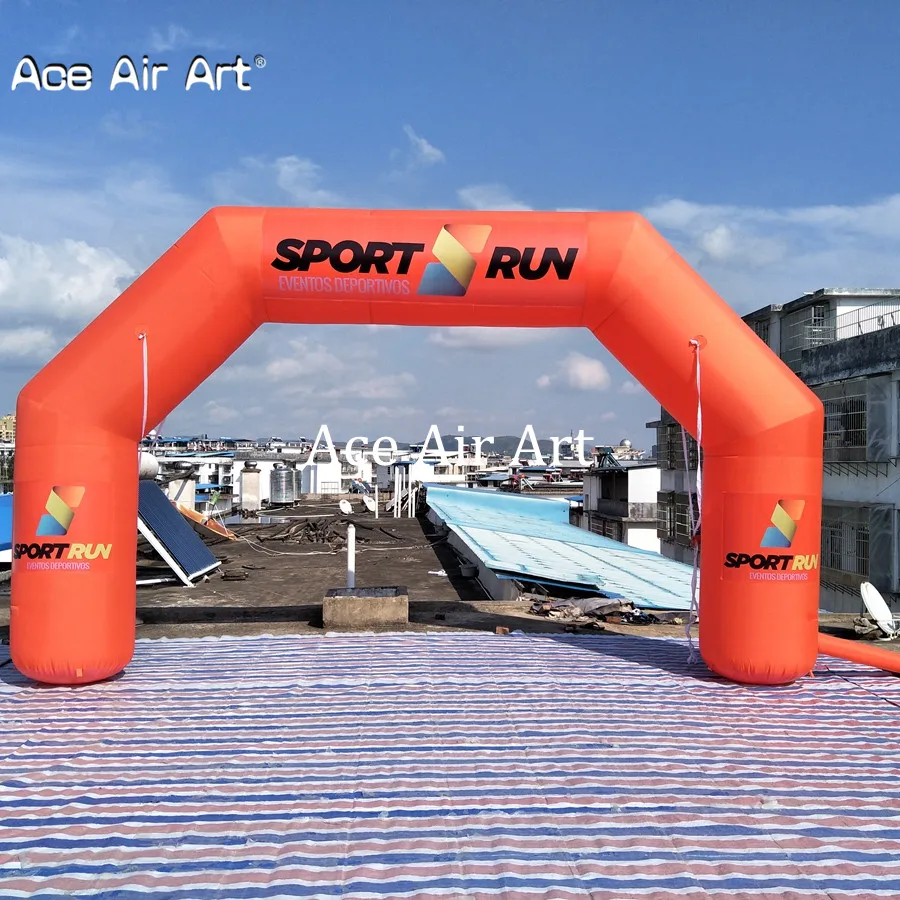 Orange Outdoor Arch Inflatable Start Finish Line Archway for Sports Run Athletic Come with Free Air Blower