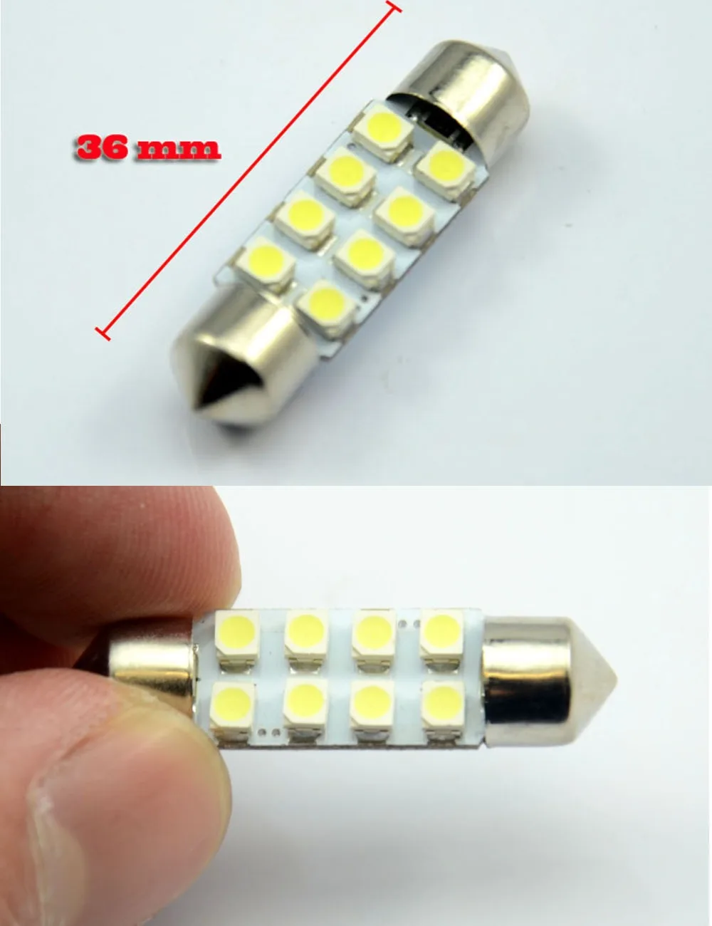 AutoEC 10x festoon 8 smd 1210 31/36/39/41mm Dome Light 3258 SMD led Festoon Car Auto Light Bulb White Blue DC 12V #LK02