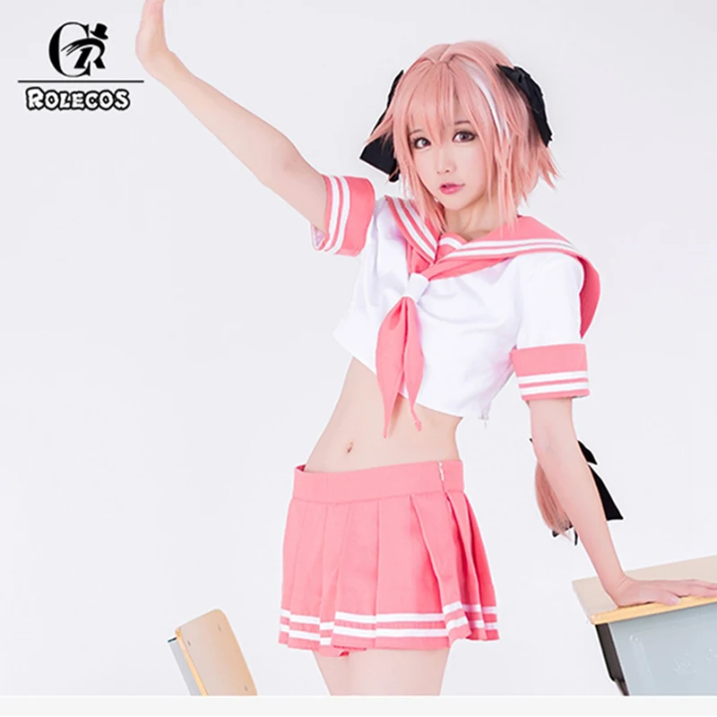 ROLECOS Fate Apocrypha Cosplay Costume Astolfo Uniform Cosplay FGO School Pink Uniform for Girl FGO Costume Women