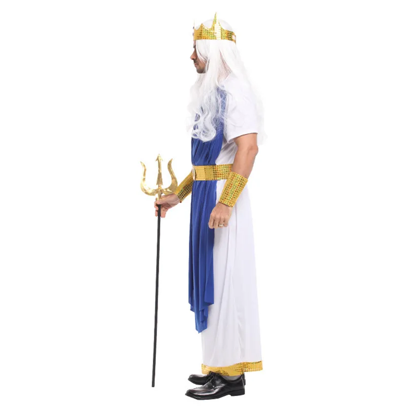 

Sea King Poseidon Costume Men Halloween Olympus Gods Zeus Cosplay Festival Parade Carnival Masquerade Masked Ball Party Dress