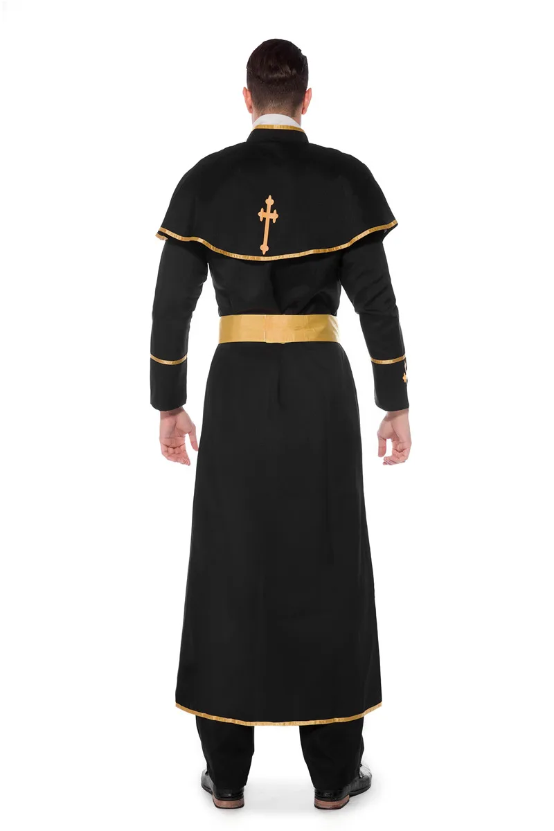 Volwassen Mannen Godfather Priester Kostuum Halloween Jezus Christus De Vader Priest Cosplay Missionaris Religieuze Kostuum