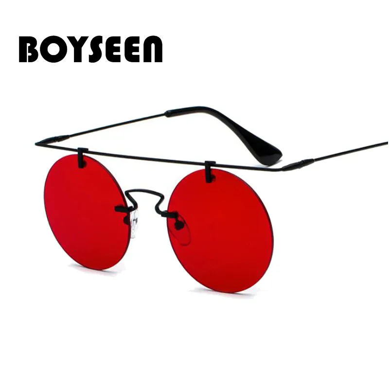 BOYSEEN Modern Style Sunglasses Metal Round Rimless Sun Glasses Brand Designer Glasses Super Light Coating Lens UV400