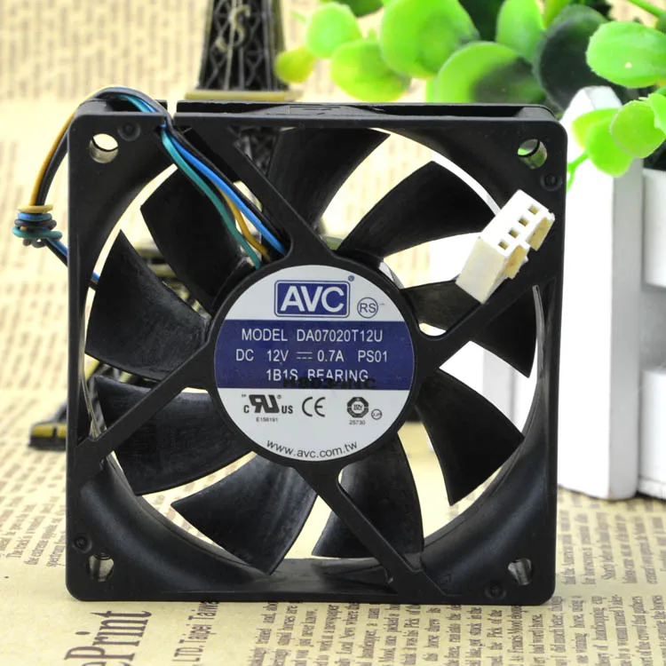 AVC DA07020T12U 70X70X20MM 12V 0.7A 7cm 4 line temperature control large volume CPU chassis fan