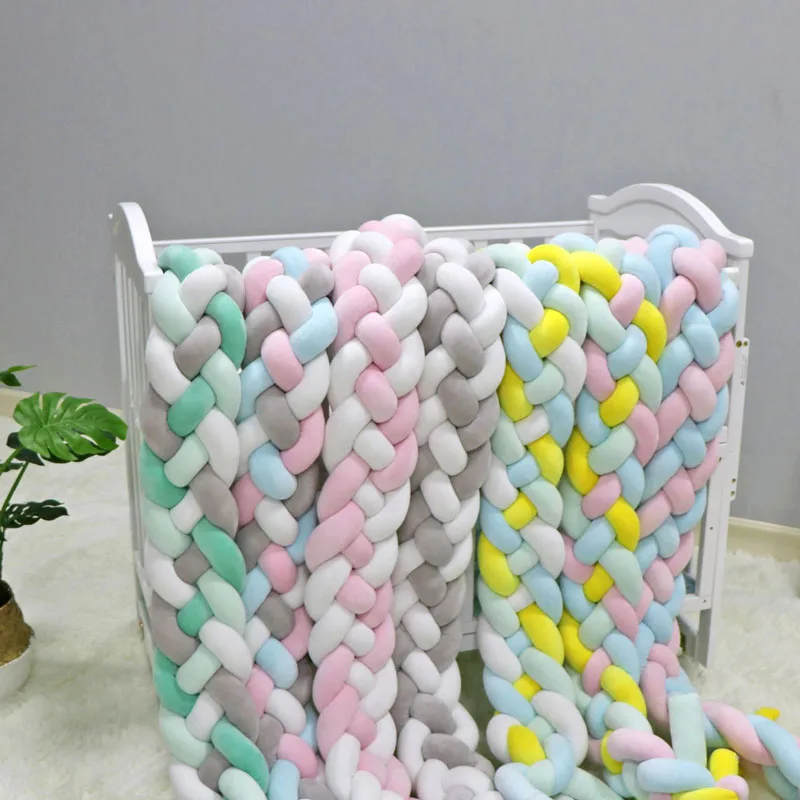 

2M3M 4 Knot Soft Baby Bed Bumper Crib Sides 4 Braid 2 Meter Newborn Crib Pad Protection Cot Bumpers Bedding for Infant