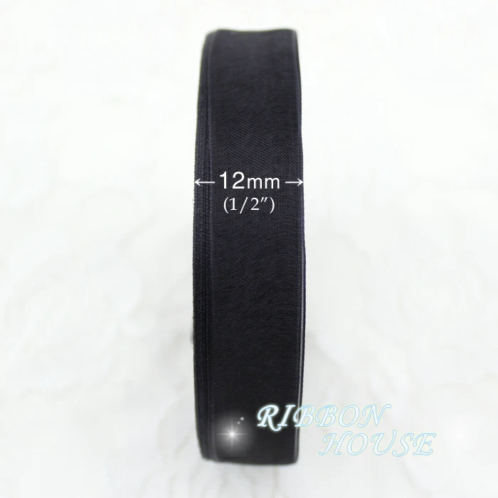 (50 yards/roll) 12mm Organza ribbons wholesale black gift wrapping decoration Christmas ribbons