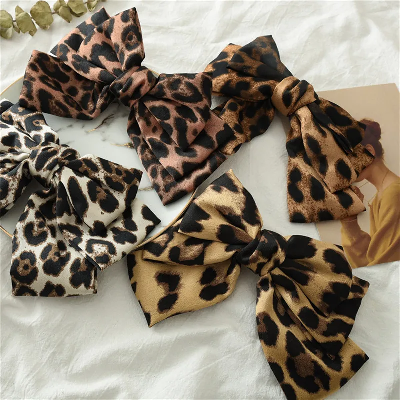 New Arrival Barrette 3 layers Leopard Print Hairgrips Big Large Bow Hairpin For Girls Ladies Hair Clip Fashion Hair Accessories