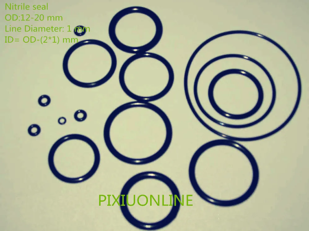 100PCS  YT936  Nitrile O-Rings Rubber Gasket/Backup Ring/Joint Ring  Nitrile seal  OD(12-20 mm)* Line Diameter 1 mm  NBR