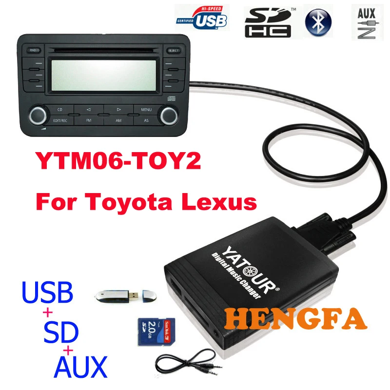 

Yatour Car Digital Music Changer USB MP3 AUX adapter Player for 2005-2012 Toyota / Lexus / Scion small 6+6 pin Car Audio Radio