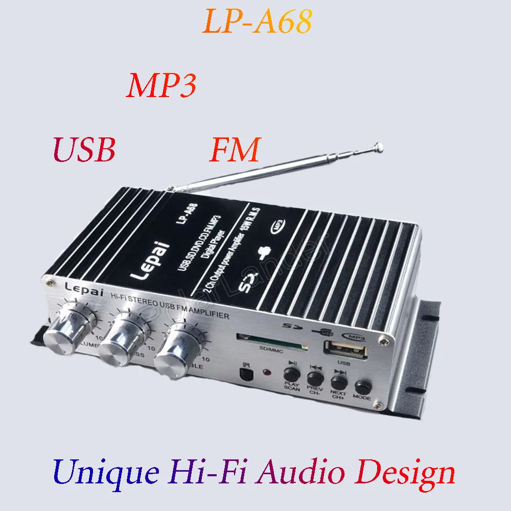 LP-A68 Car Amplifier 12V HiFi USB SD FM radio/MP3 player stereo audio digital amplifier HI-FI Stereo Audio Amplifier