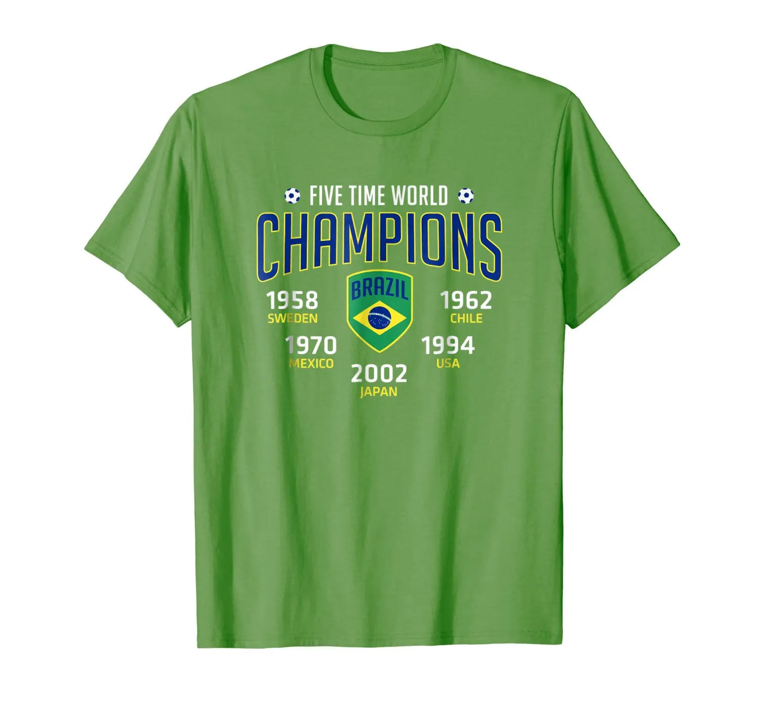 2019 Men'S Short Sleeve O-Neck T-Shirts Brazil Footballer Soccers Five Championshps  1958 1962 1970 1954 2002 Team Tee Shirt