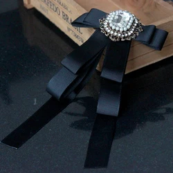 Free Shipping New fashion male Men's Korean married black crystal high-end bow tie collar needle flower female college accessori