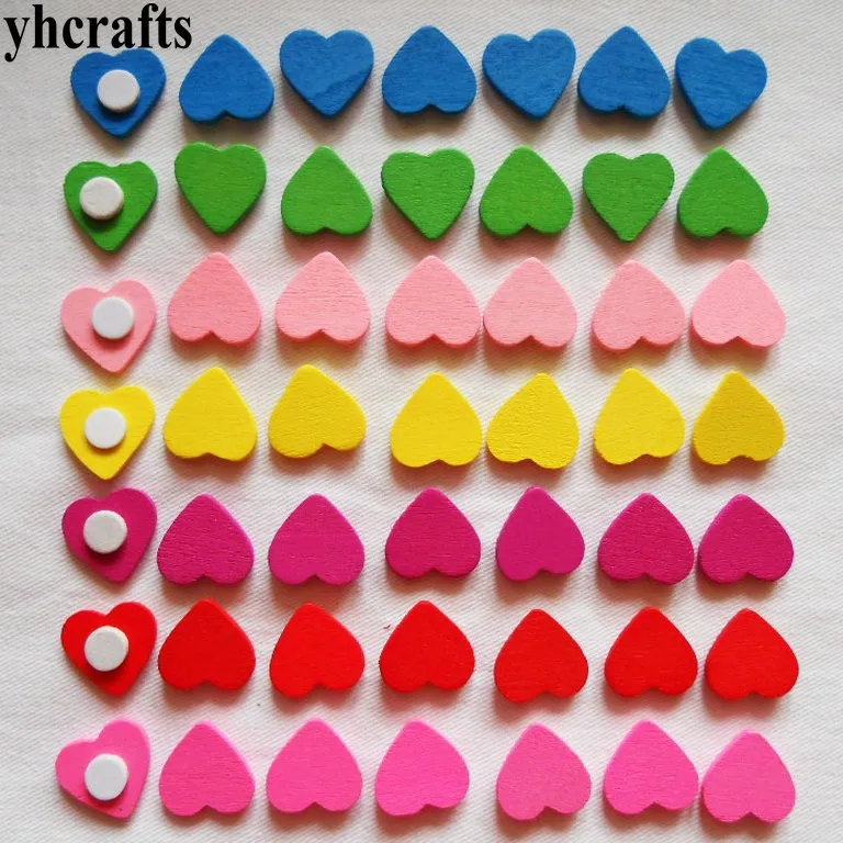 100PCS/LOT.Wood heart star flower stickers Early learning educational toy for children Wall decal Kindergarten crafts creative