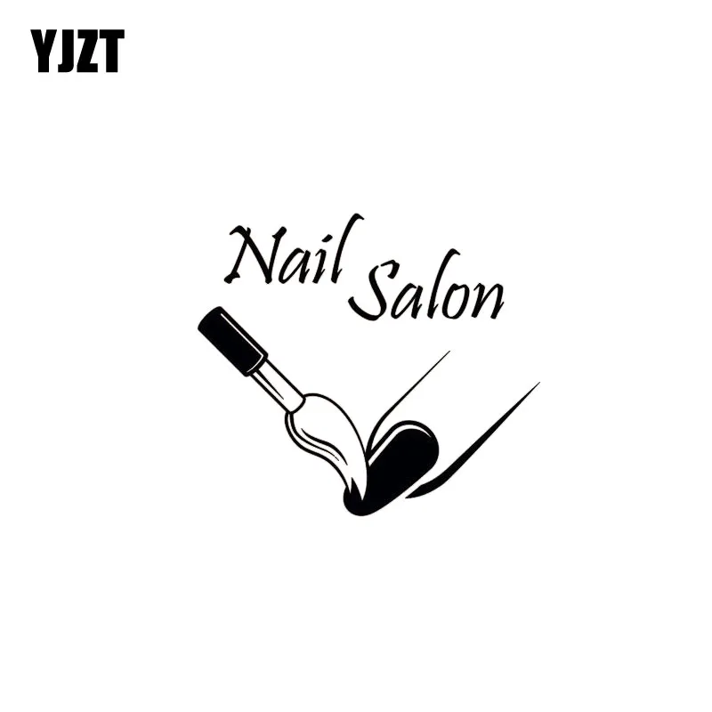 YJZT 14.6*13.3CM Vinyl Decals Nail Salon Car Sticker Covering The Body Fashion Black/Silver C20-0167