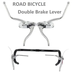 1 Pair Road Bicycle Double Brake Lever 22.2mm Racing Brake Lever Road Handlebar/Bent Bar Bike Parts Cycling Black/Silver DC165