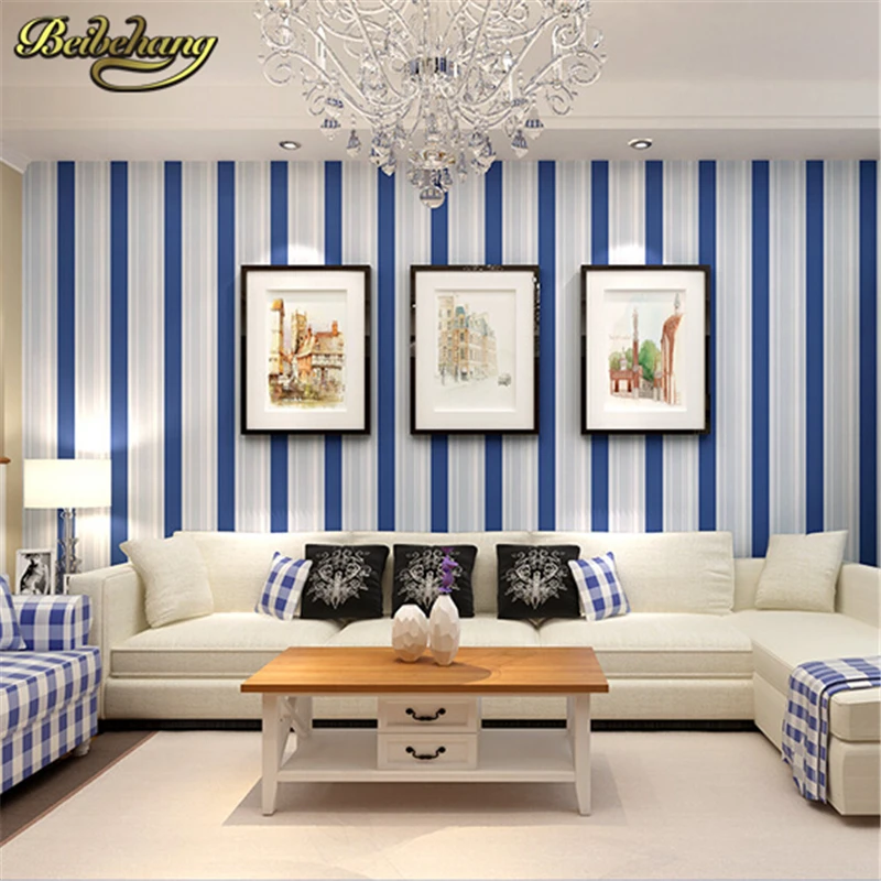 beibehang papel de parede. Modern Grey White Blue stripes Wallpaper roll Classic Wall coverings Wall Paper for living room boys