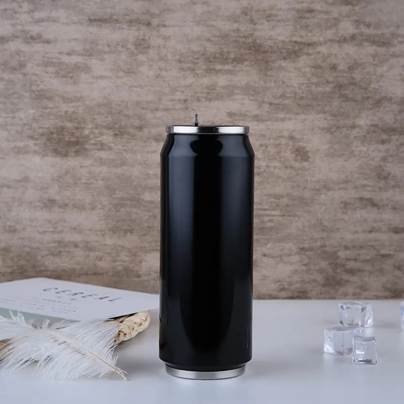 High Quality Beverage Can Hot Insulation With Straw Thermos Garrafa Termica Stainless Steel Water Bottle 300/500ml