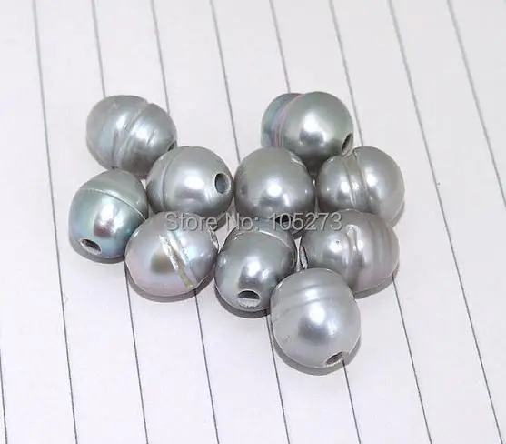 Rare Hole 2mm Luster Grey Freshwater Cultured Pearl Gem Loose Beads 10-11mm About 20 Pieces More Color For Choose