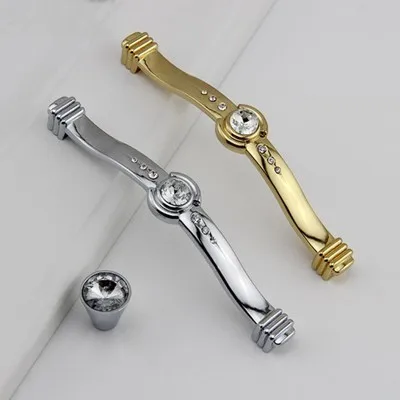 

Crystal Drawer Pulls Handles Knob / Silver Gold Klichen Cabinet Pulls Handles Cupboard Knobs Handle Furniture Hardware