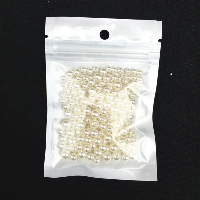 Beige Round Imitation Garment Pearl With holes For DIY Art Necklace Fashion Jewelry Making Accessories 3/4/5/6/8mm