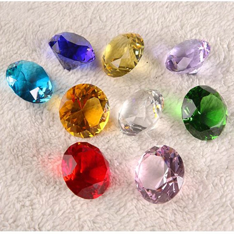 10 Colors Crystal Diamond Shaped Paperweight Decorative Cut Glass Giant Gemstone Wedding Office Desktop Ornament Birthday Gifts