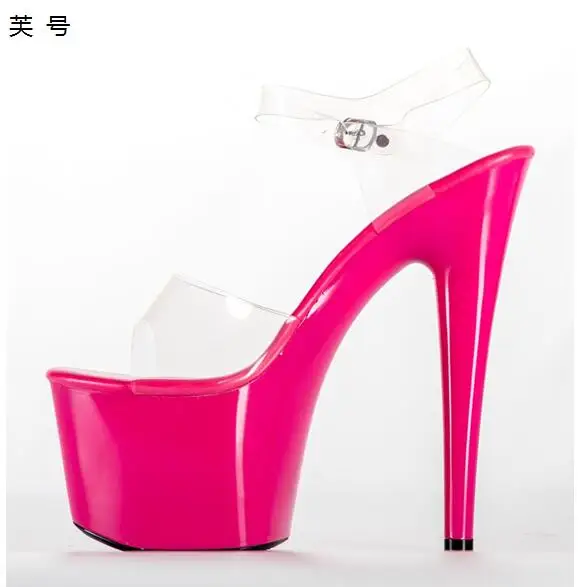 2023 Summer Platform Sandals Women Sexy PVC Transparent Slim Ultra High Heels 17CM Shoes Women Sandale Female Pole Dancing Shoes