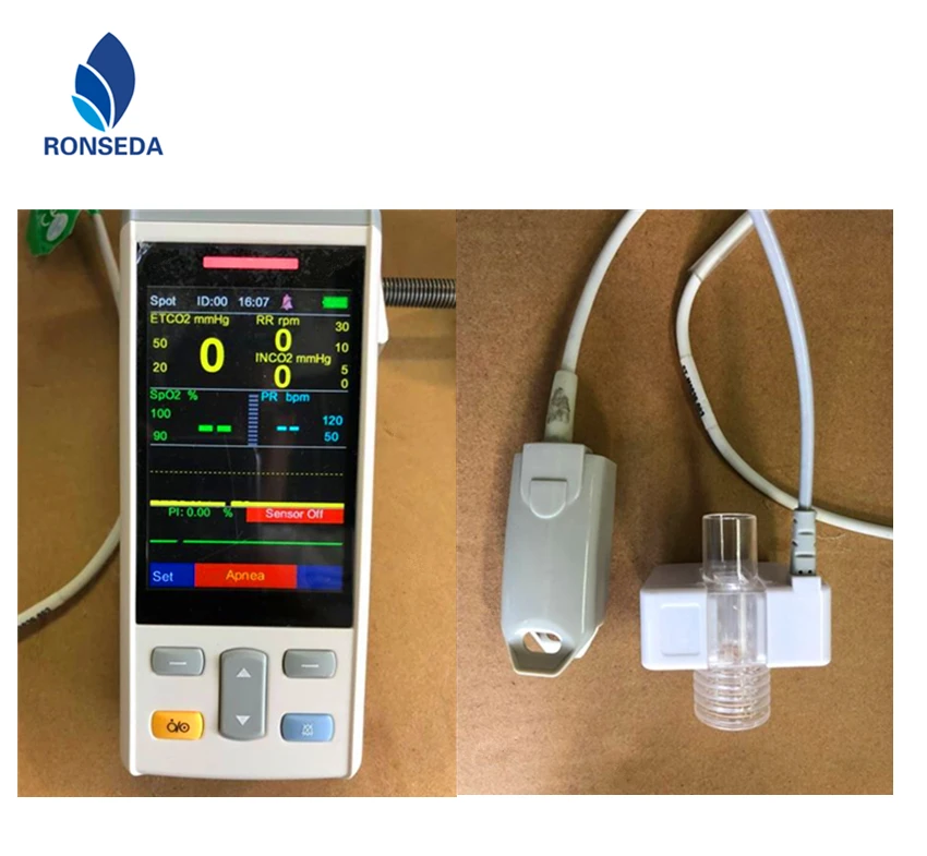 Barato 3.5 polegada handheld mainstream capnograph monitor etco2, etco2 sensor, etco2 módulo h200