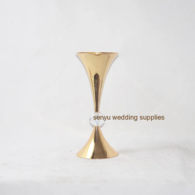 New sliver/gold Trumpet Vase For Wedding Centerpiece, sliver flower stand Vase, wedding flower stand table decor senyu0382