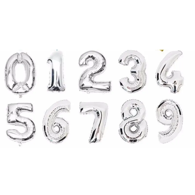 16 32inch Number Balloon Color optional Foil Digital Balloons Baby Shower Happy Birthday Party Wedding Globos