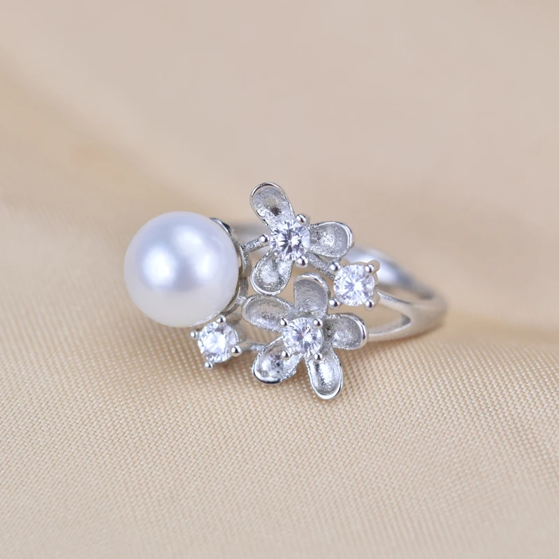 ZHBORUINI Pearl Ring Natural Freshwater Pearl Jewelry 925 Sterling Silver Rings For Women High Guality Flower Wedding Rings Gift