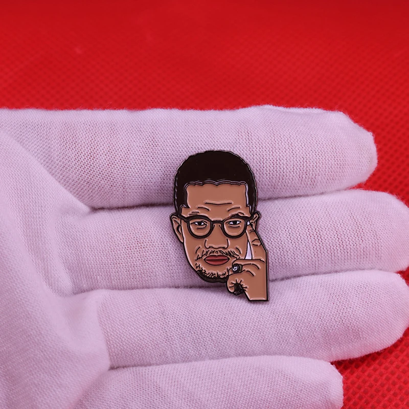 Malcolm X lapel pin American civil rights leader badge historical black hero brooch great liberty accessory