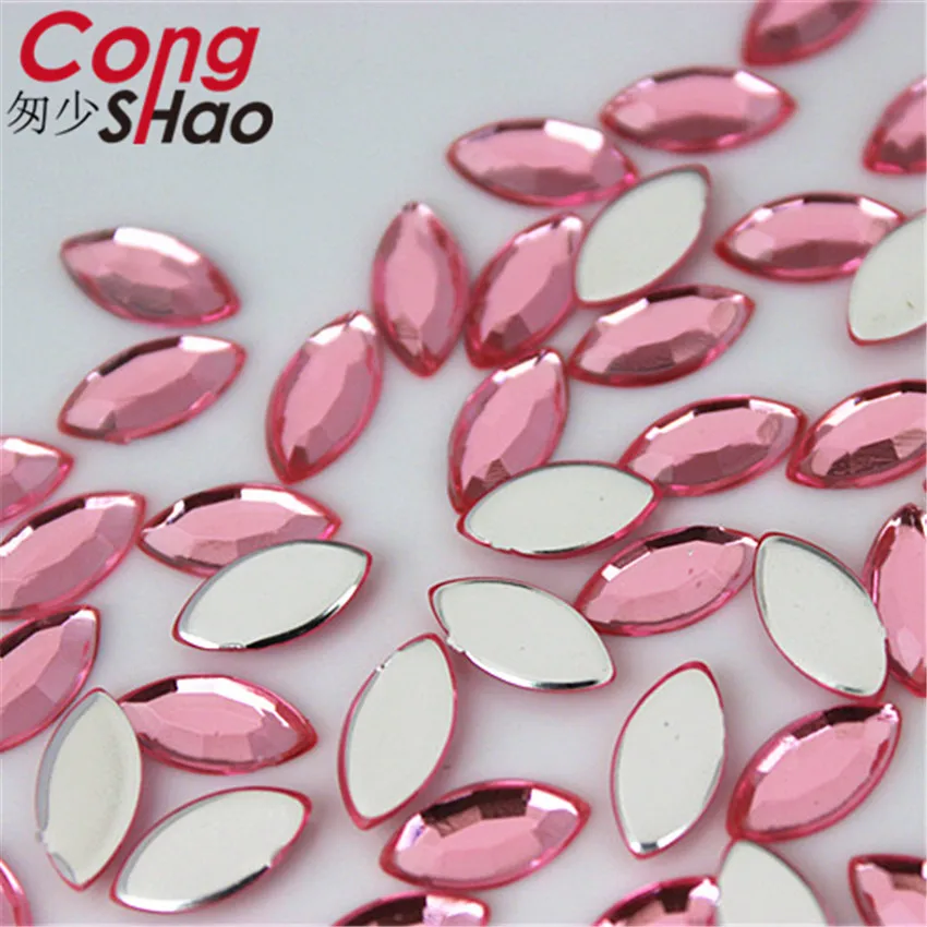 Cong Shao 100pcs 5*10mm Colorful flatback Horse Eye stones and crystals Acrylic Rhinestones trim Phone costume Decoration ZZ722