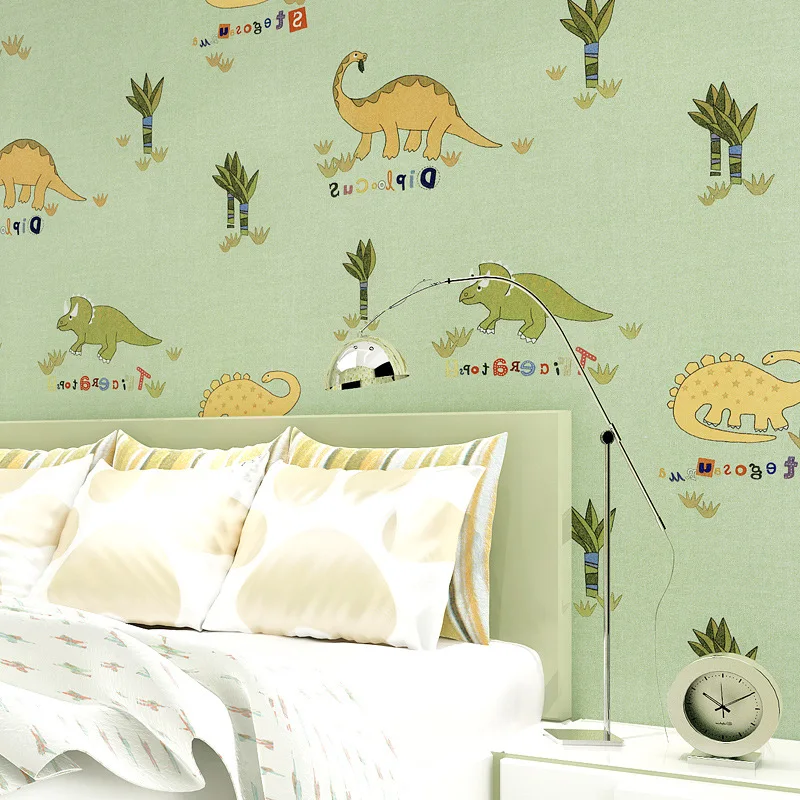 beibehang Children 's room dinosaur pattern environmental protection cloth wallpaper free of formaldehyde wallpaper