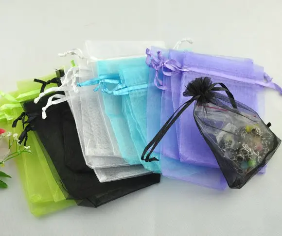 

Free shiipng!!!!500pcs/lot mixed color 9*12cm Organza Wedding Gift Bags&Pouches