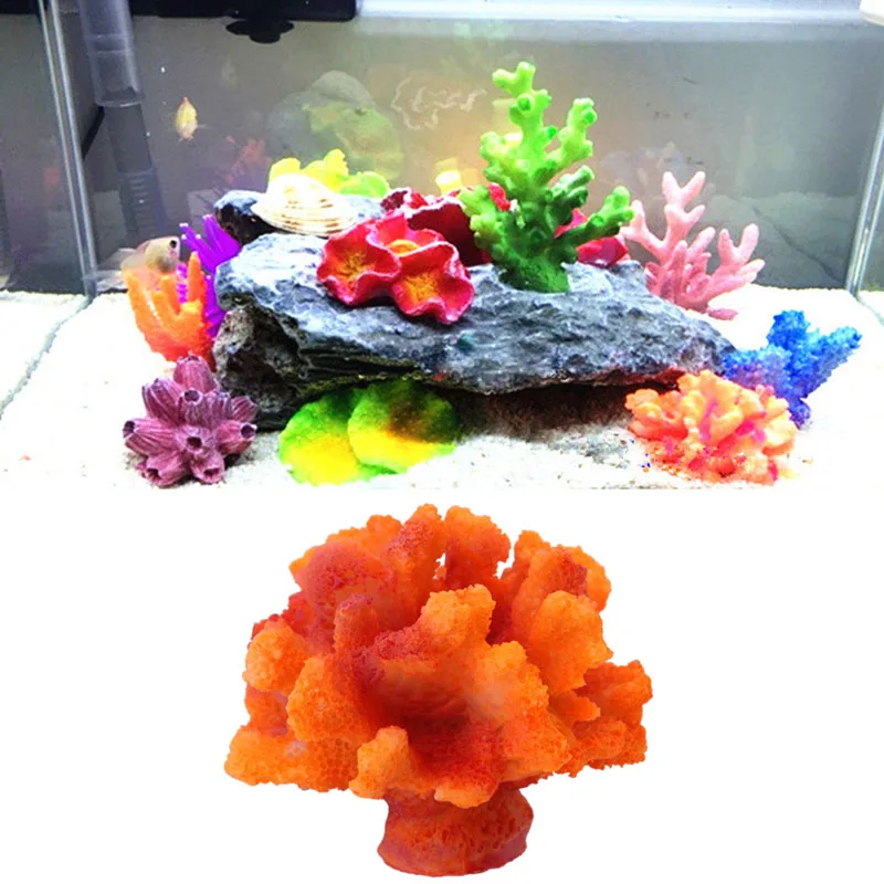 Fake Coral Underwater Decoration Ornament Artificial Resin Coral Plants  For Aquarium Fish Tank