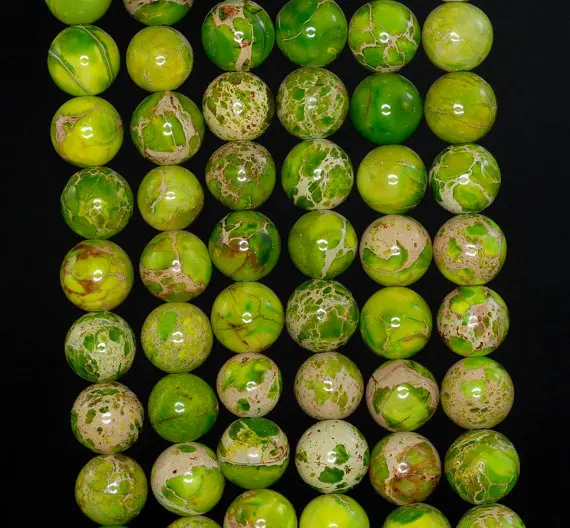 Sea Sediment Imperial Jasper bead Yellow Green imperial Gem stone beads 6 8 10 12mm 15.5