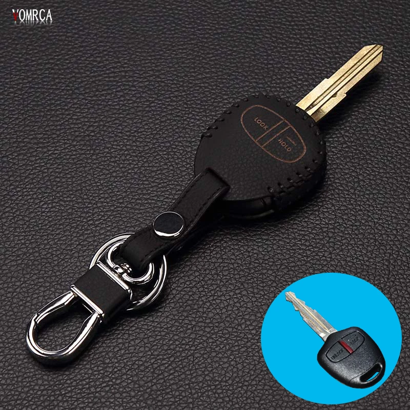 100% leather car key case car-covers For Mitsubishi outlander ASX colt LANCER Grandis Pajero sport shell car keys accessories