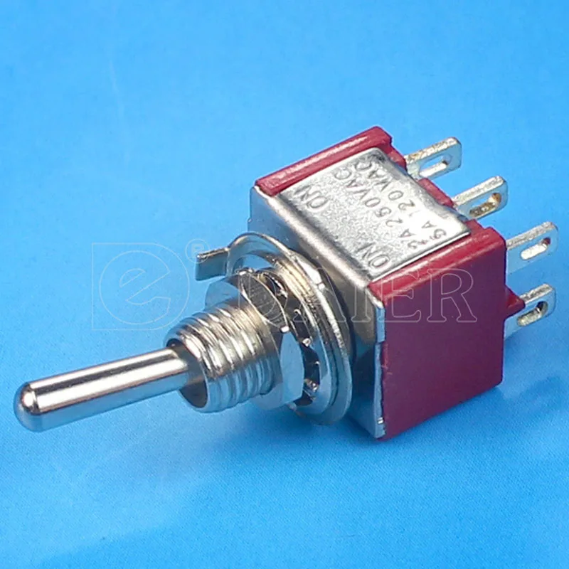 10Pcs Toggle Switch ON/ON Latching DPDT Mini Rocker Switches MTS-202 6A 250VAC 6 Pin With Solder Terminal