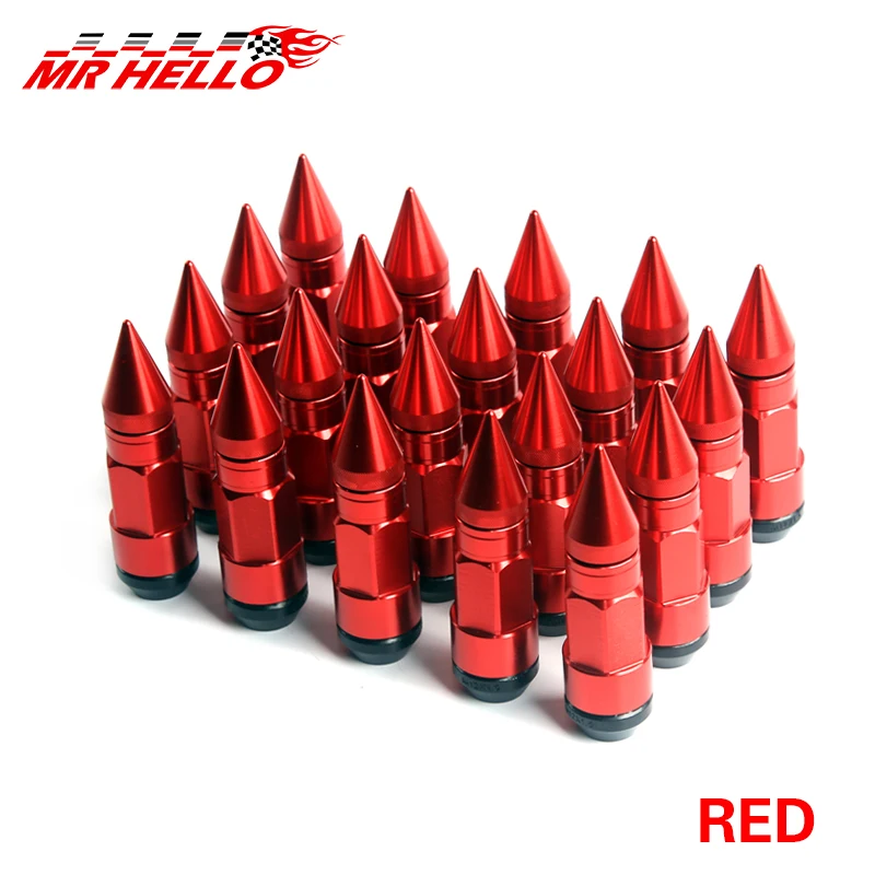 mrhello Car Styling Wheel Nuts M12X1.5/M12X1.25 Racing Composite Nut Anti Theft Steel Lock Wheel Lug Nut Bolt With Spikes
