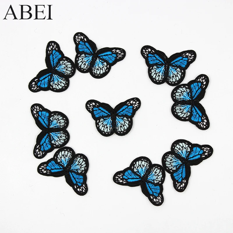 10pcs/lot Embroidered Butterfly Patches Iron Bags Stickers Diy women girl dress appliques Handmade sewing garment accessories