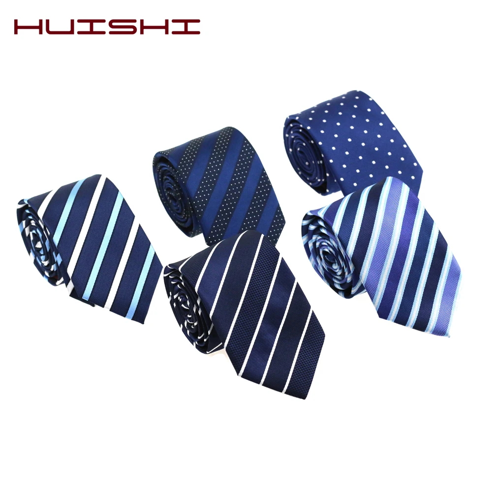 

HUISHI Men Ties Blue Red Black Necktie Vestidos Business Wedding Tie Man Male Shirt Gift England Stripes Jacquard Woven 7cm