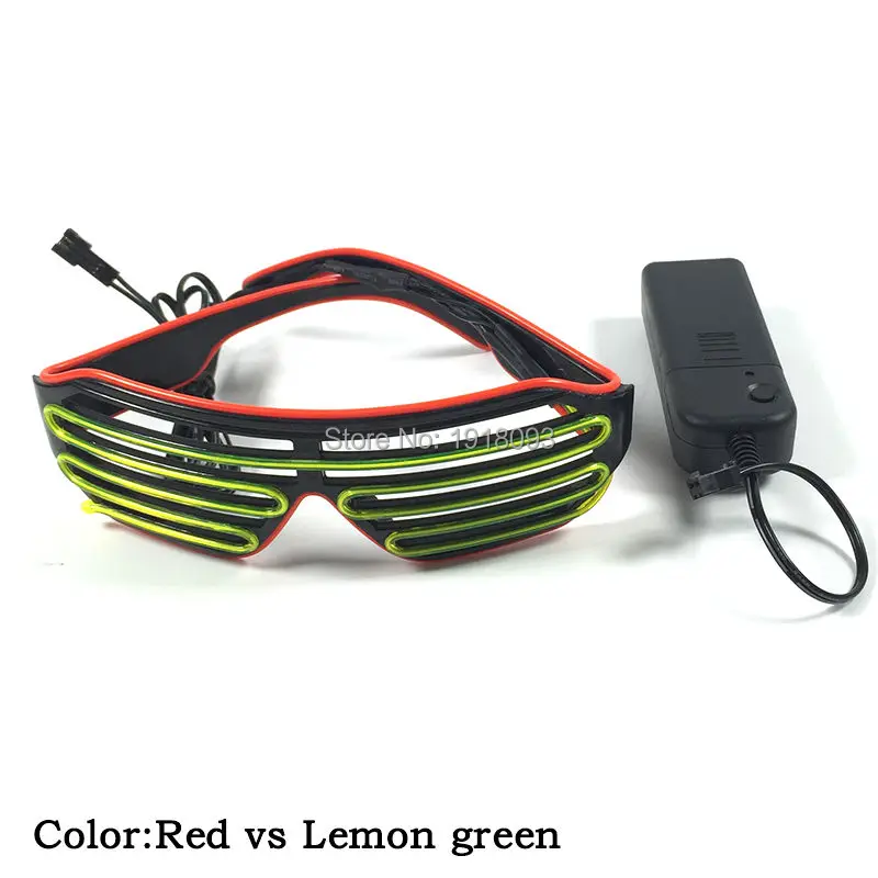 New design 16 Style DC-3V Steady on Doublue Color EL Wire Shutter Glasses Flexible Neon Light Party Novelty Lighting