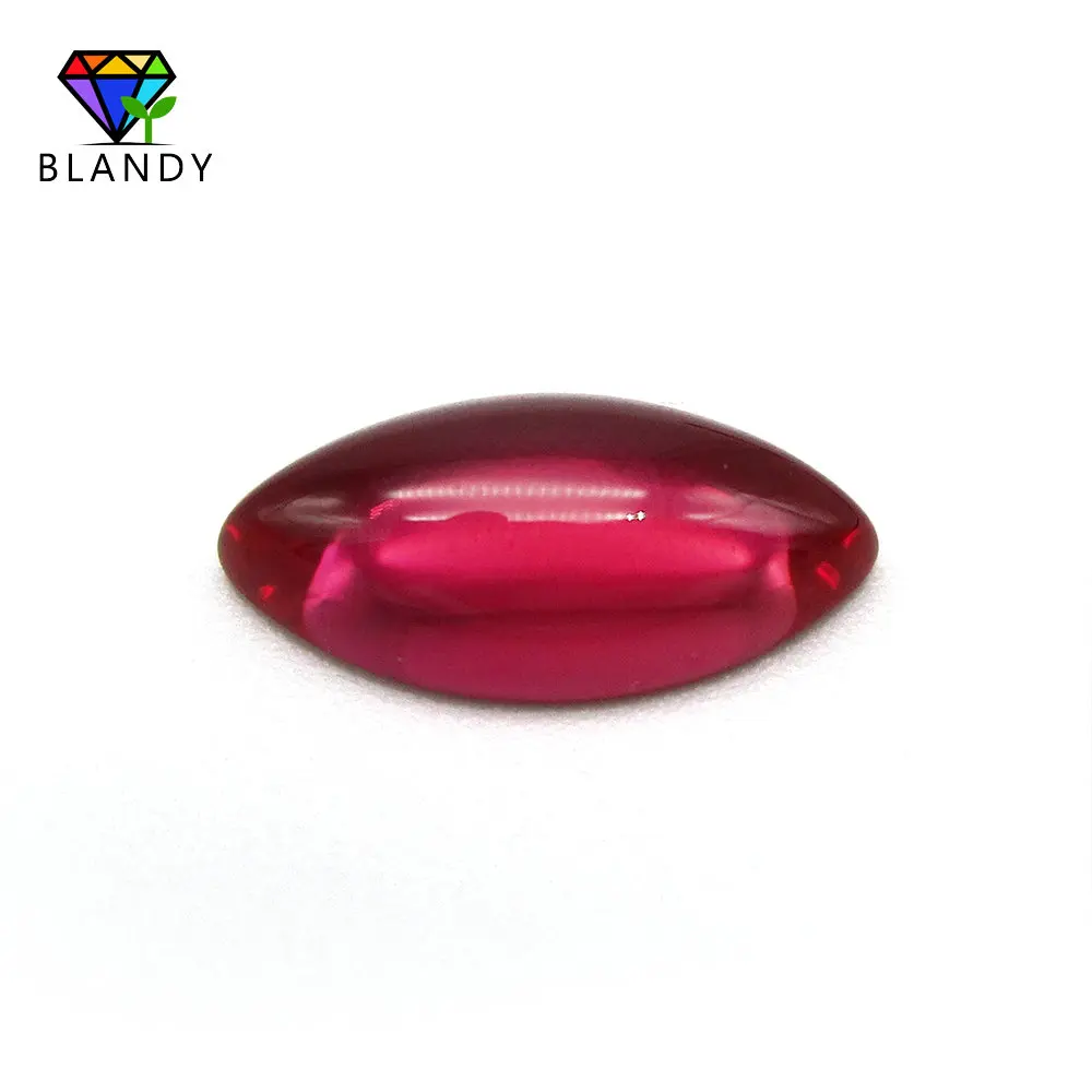 Factory Price 5A Quality Loose #5 Red Stones 2x4~8x16mm Marquise Cabochon Cut Synthetic Corundum Stone For Jewelry