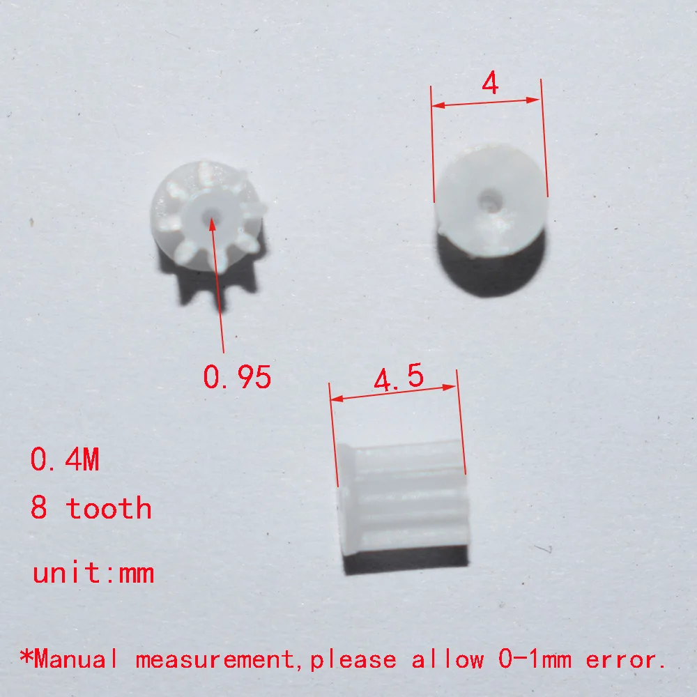 

10/100pcs 8T 0.4M 1mm hole plastic gear dron rc car plane robot kids toys for boys diy baby accessories montessori nero GP81A0.4