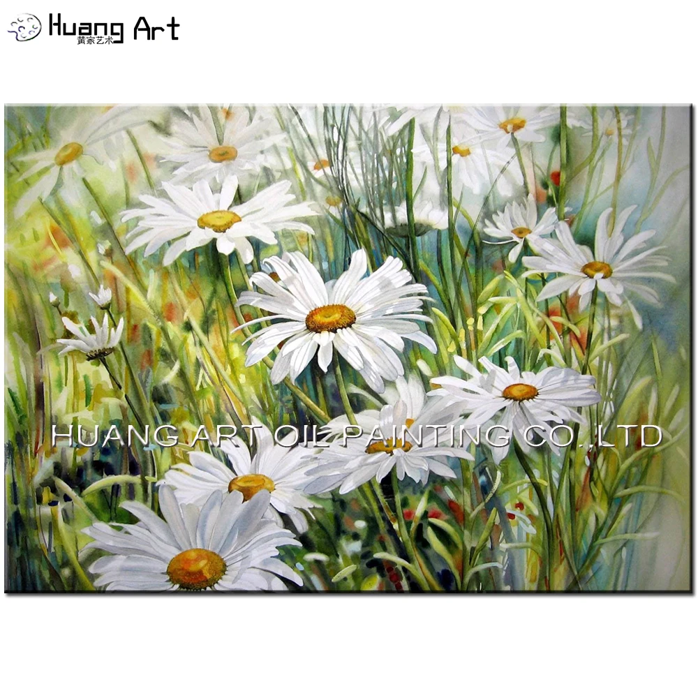 

Artist Handmade High Quality White Little Daisy Oil Picture Home Decor Canvas Landscape Painting Sofa Background Wall Painting