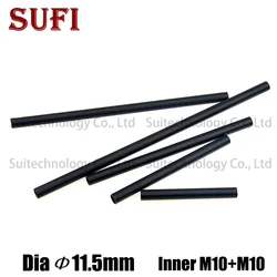 2pcs Dia11.5mm Female Thread M10+Painted Black Metal Hollow Tube Metal Pipes Straight Rod For DIY Floor Lamp Accessories