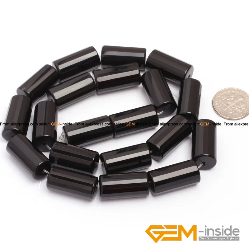 Column Tube Faceted AA grade Black Agates Beads Natural Stone Bead DIY Loose Bead For  Jewelry Making Strand 15\