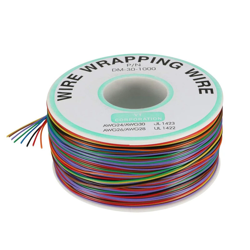 One Roll 8 Colors 30AWG Wire Wrapping Wire Tinned OK Line PCB Flying Jumper Wire Electrical Wire Insulation Cable PCB Soldering