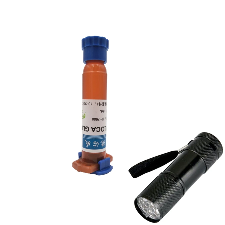TP-2500 5ml Loca klej uv płyn optycznie przezroczysty klej szkło telefon uszczelniacz ekran narzędzie do naprawy naprawy z 9 led latarka uv